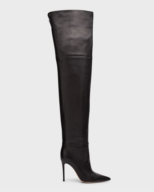 Christian Louboutin Pumppie Botta Red Sole Leather Knee-High Boots in 2023