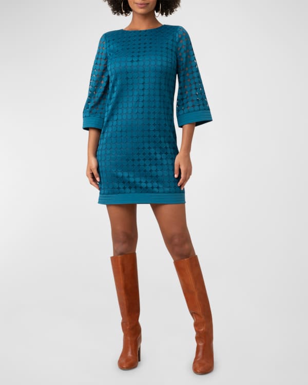 Trina Turk Astral Floral Velvet Bell Sleeve Mini Dress Neiman Marcus