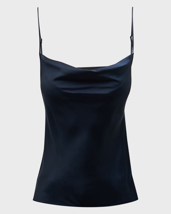 L'Agence Jane Spaghetti-Strap Silk Tank Top