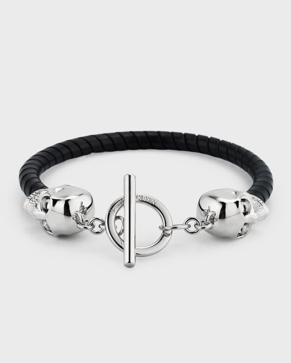 Alexander McQueen Men s Metal Cord Skull Charm Bracelet Neiman Marcus