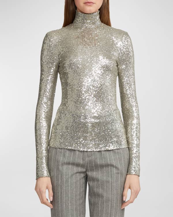 INTERIOR Frances Sequin Turtleneck Top Neiman Marcus