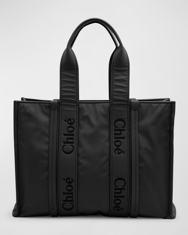 Chloe Woody Logo Medium Suede Tote Bag Neiman Marcus