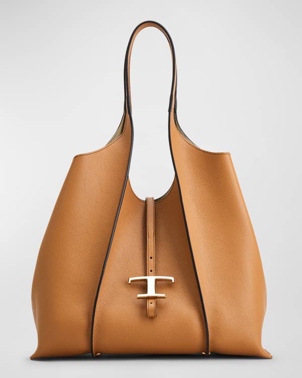 トートバッグ SMALL T TIMELESS SHOPPING BAG Woman BEIGE T Timeless Shopping Bag in Leather Small