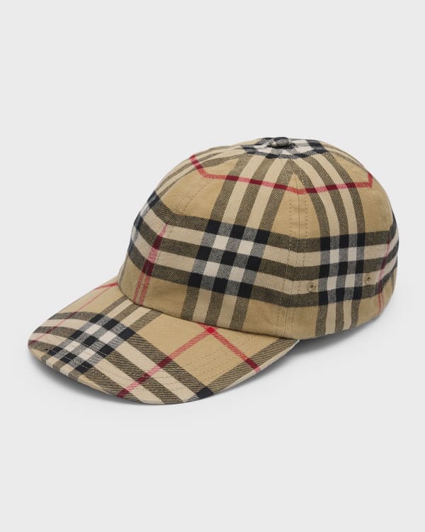 Burberry Men's Giant Check Canvas Baseball Cap | Neiman Marcus