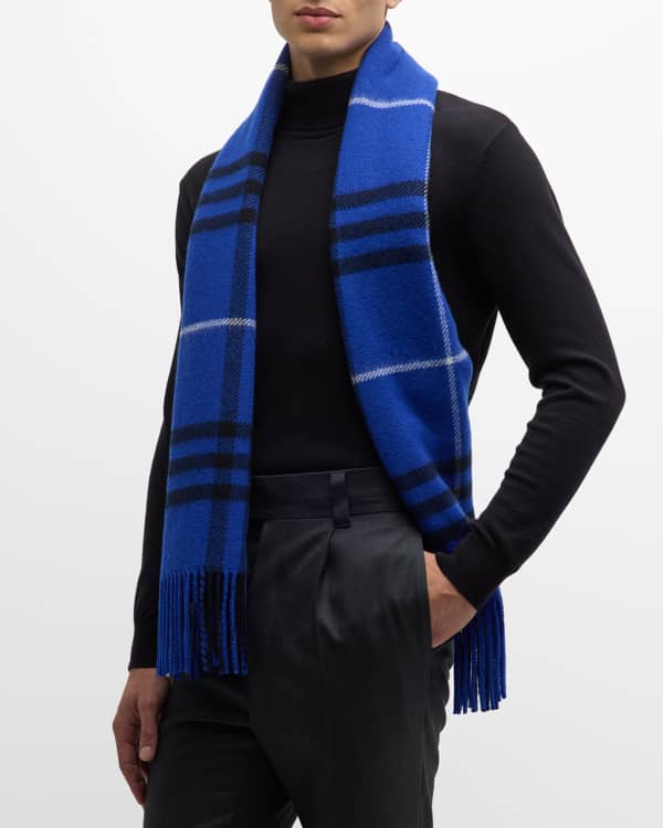Burberry Men's Cashmere Check Scarf Black