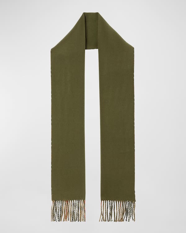 Burberry Men's Classic Check Cashmere Fringe Scarf Neiman Marcus