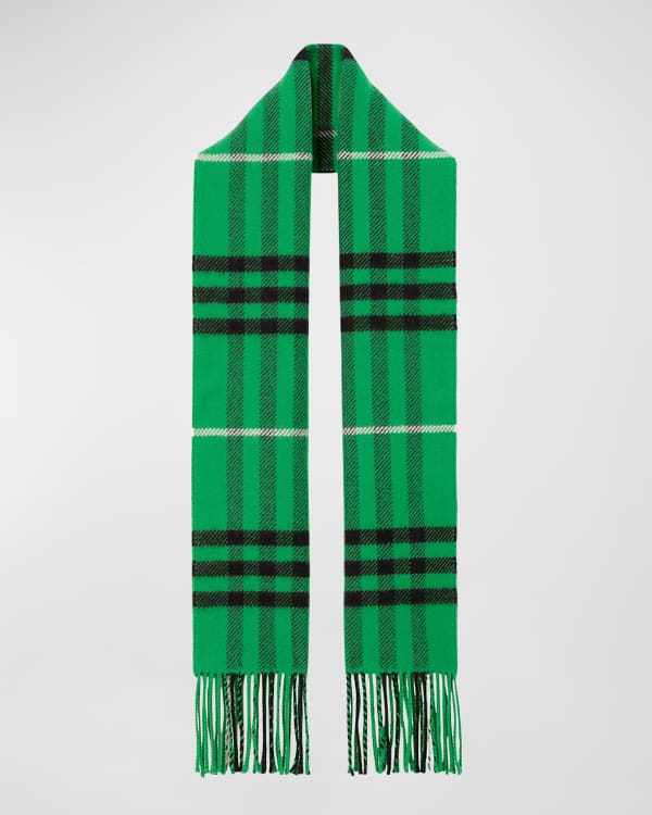 Burberry Men's Classic Check Cashmere Fringe Scarf Neiman Marcus