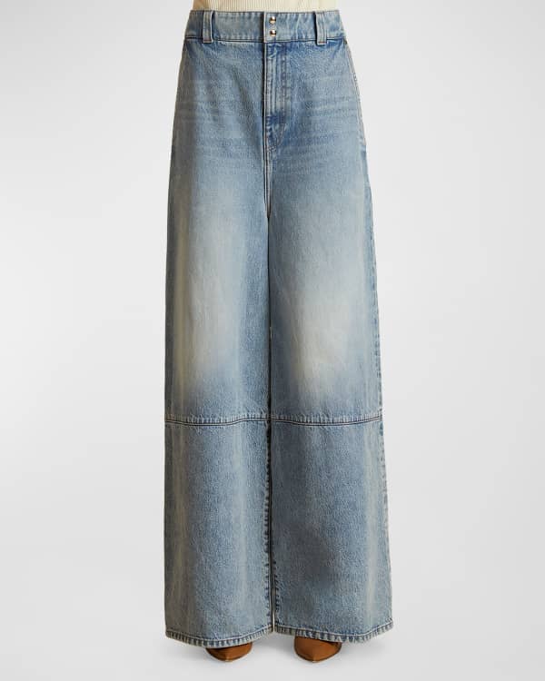 Chloe Recycled Denim Patchwork Wide-Leg Jeans - Bergdorf Goodman
