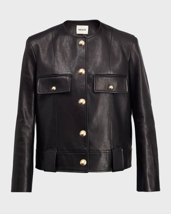 Neiman marcus black top leather jacket