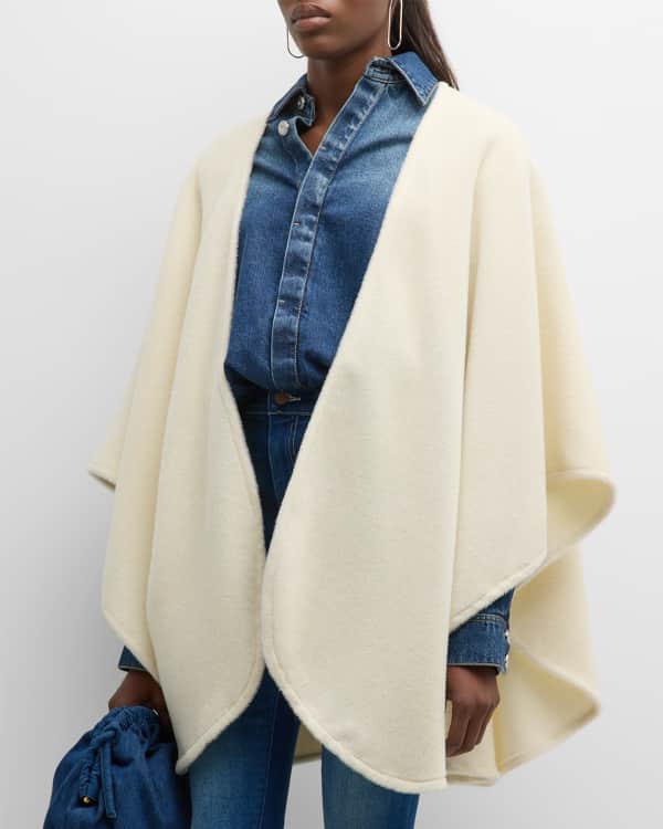 Sofia Cashmere Fox Fur Trimmed Cashmere U Cape Neiman Marcus