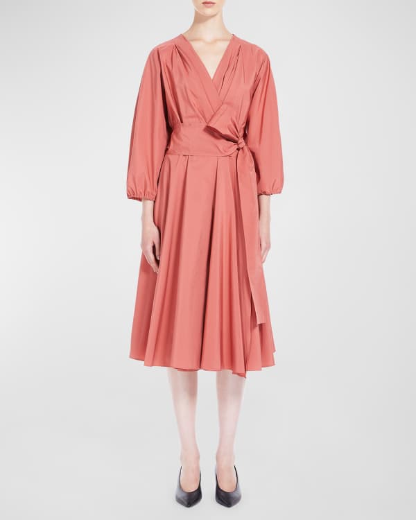 Red cape style wrap midi dress discount