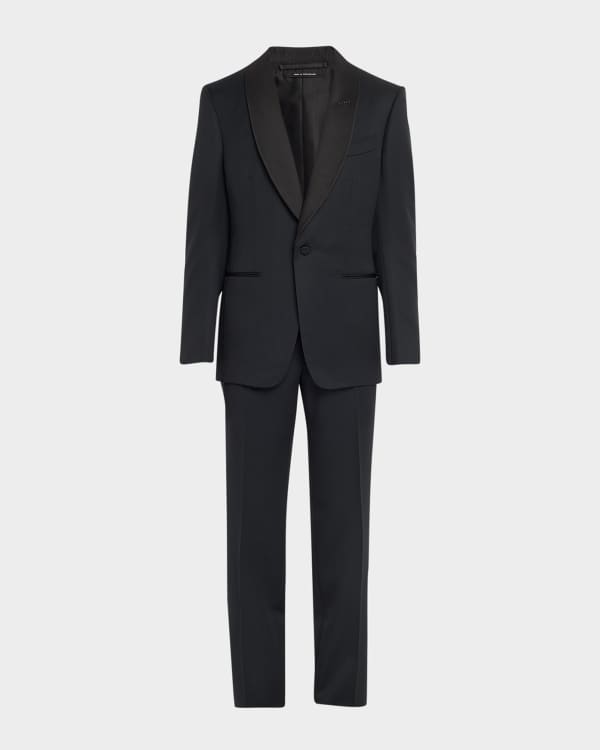 Giorgio Armani Black Peak Satin Tux | Neiman Marcus