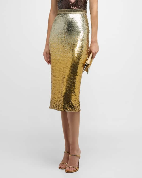 Essentiel Antwerp Crescent Mirror Mesh Midi Skirt