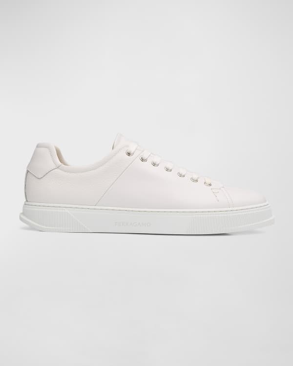 Ferragamo Men's Perforated Gancio Leather Low-Top Sneakers