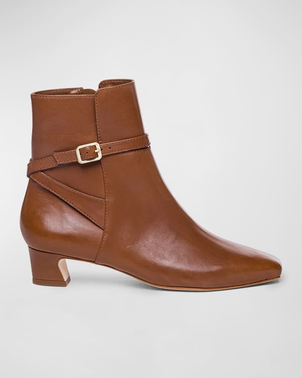 Sam Edelman Kinzey Metallic Leather Kitten Heel Booties Neiman