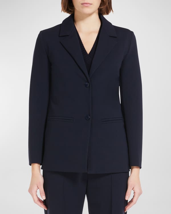 Navy Wool Tech Milano Contrast Stitch Jacket