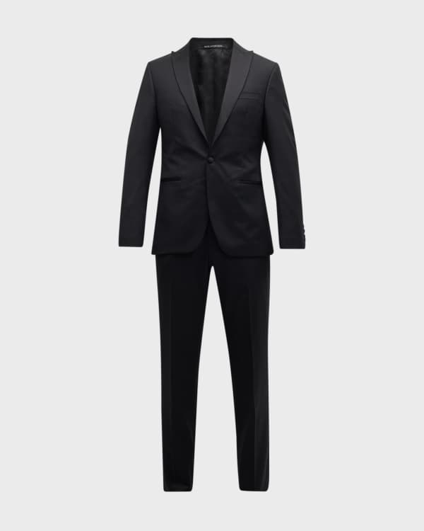 Giorgio Armani Black Peak Satin Tux | Neiman Marcus