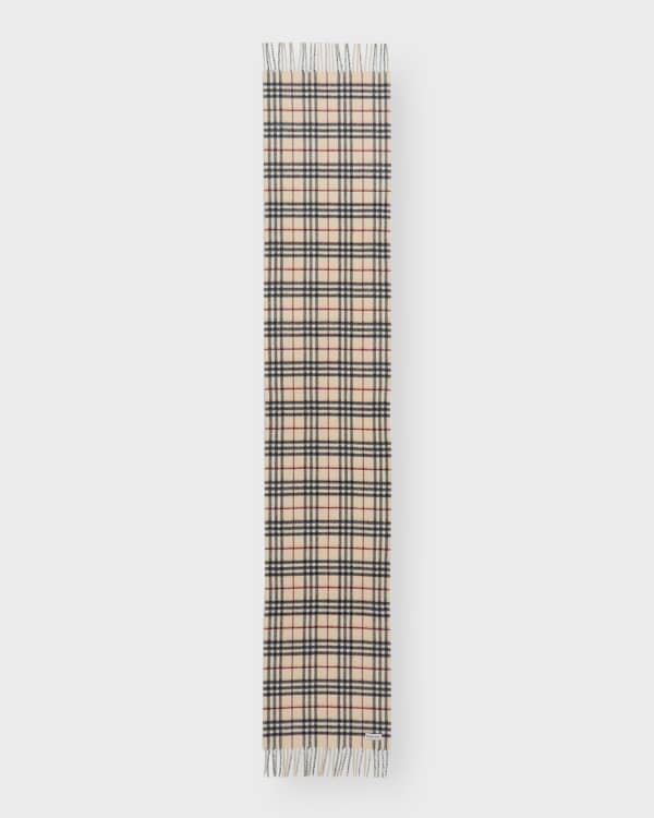 Check Cashmere Silk Blend Tweed Scarf in Archive beige | Burberry® Official