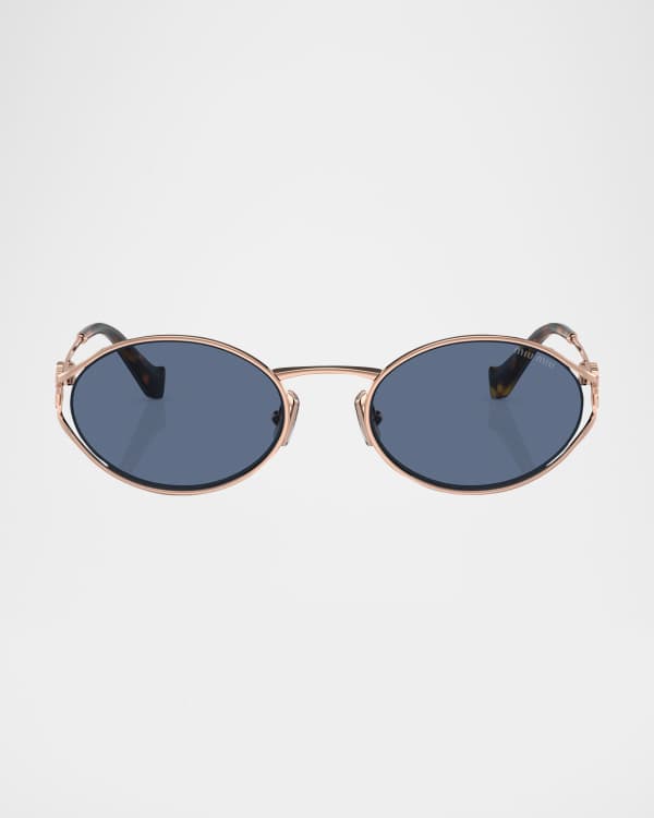 Miu Miu Mirrored Acetate Oval Sunglasses | Neiman Marcus