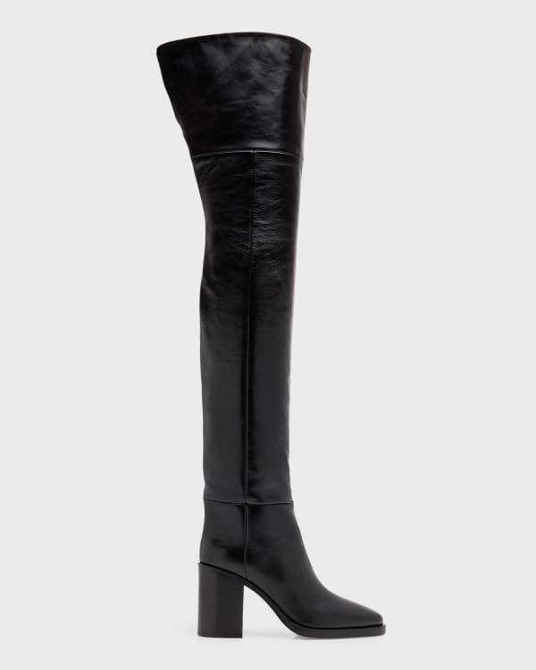 Schutz Mikki Leather Block-Heel Knee Boots | Neiman Marcus