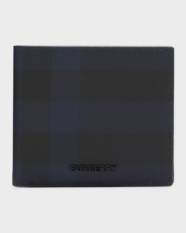 Burberry Grainy Leather Bifold Wallet - Blue | ModeSens