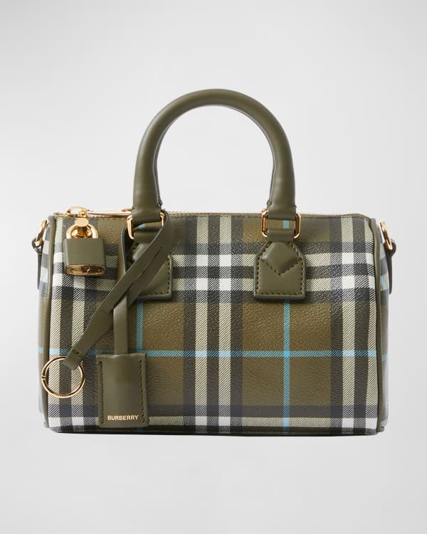 Burberry Check E-Canvas Bowling Top-Handle Bag