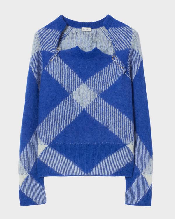 Burberry Calee Check Merino Wool Jacquard Sweater | Neiman Marcus