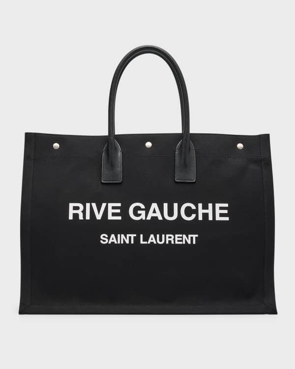 SAINT LAURENT Logo-Print Leather-Trimmed Canvas Tote Bag for Men