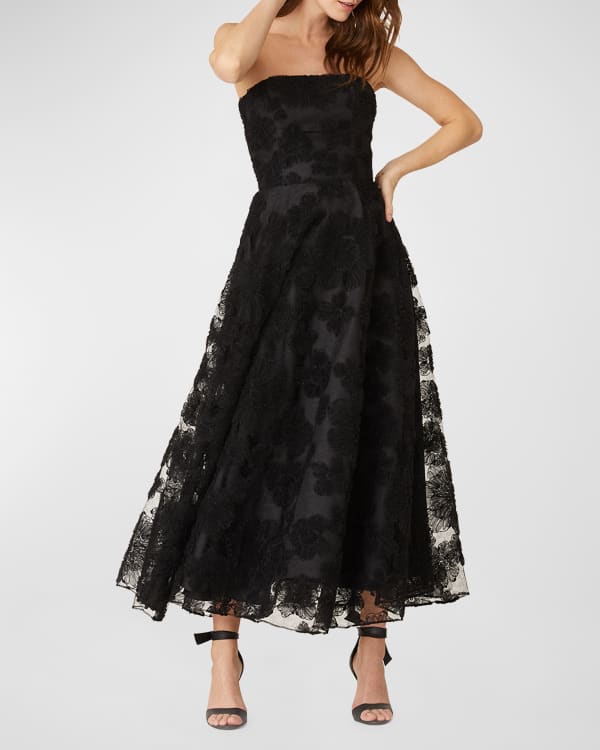 Shoshanna Mannor Tie-Waist Botanical Jacquard Combo Gown