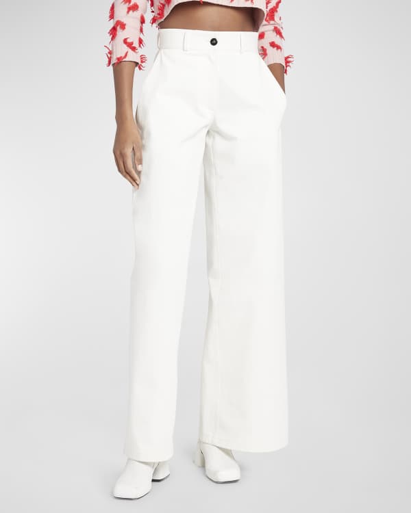 Loewe Curved Asymmetric Denim Pants Neiman Marcus