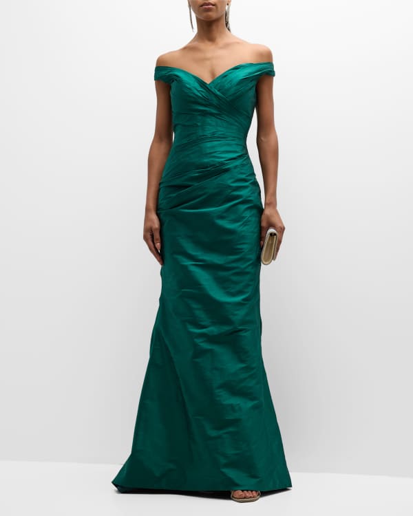 Marchesa Off-The-Shoulder Detachable-Sleeves Mermaid Gown | Neiman Marcus