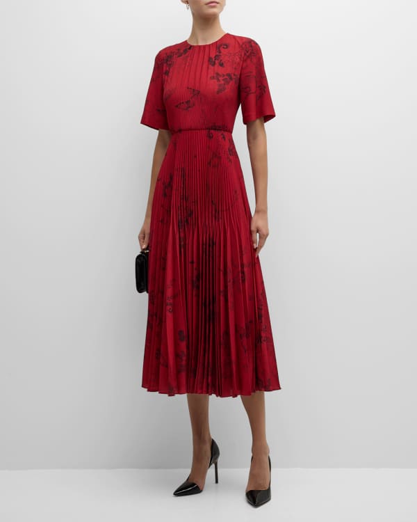 Jason Wu Collection Lace-Trim Pleated Silk Charmeuse Midi Dress ...