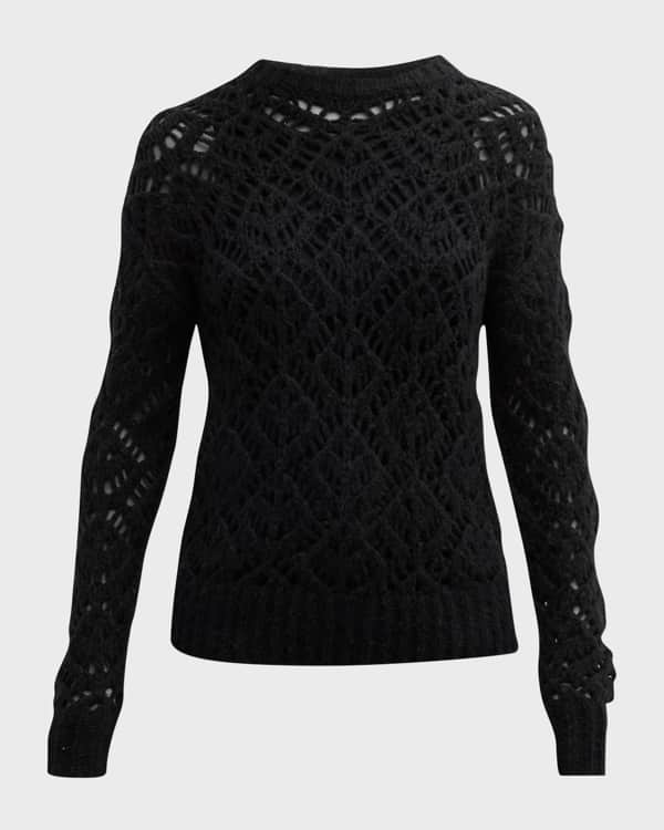 Sofia Cashmere Cashmere Crochet Sleeve Sweater Neiman Marcus
