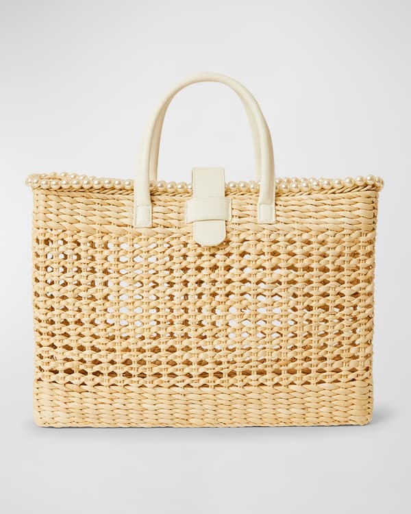 Shop Tory Burch Ella Raffia Melange Chain Tote Bag