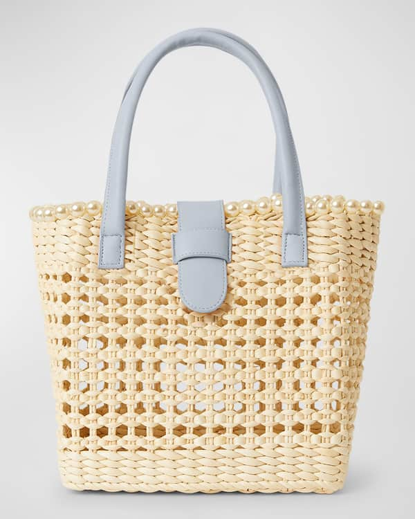 Small Ella Straw Striped Basket Tote: Women's Designer Tote Bags