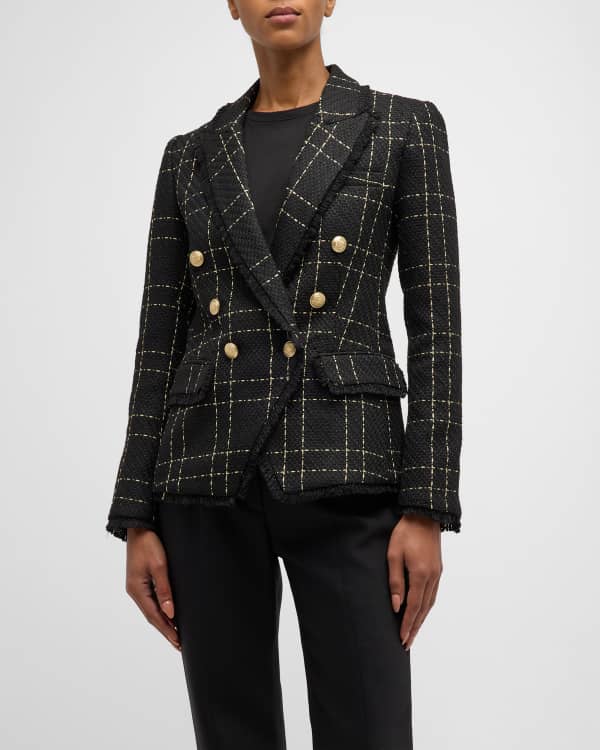 L'Agence Cove Cropped Short-Sleeve Tweed Jacket