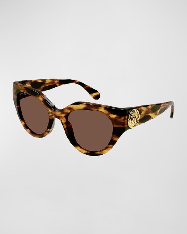 Gucci★素敵！Havana Cat Eye Acetate Sunglasses W/Sylvie Web Gucci Havana Oversized Cat Eye Acetate Sylvie Web Sunglasses