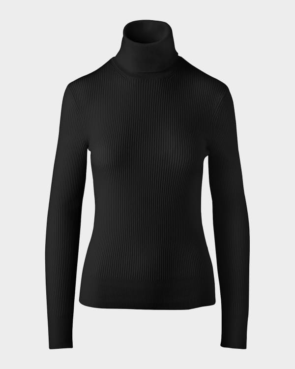 Tall Whipstitch Funnel Neck Rib Knitted Sweater