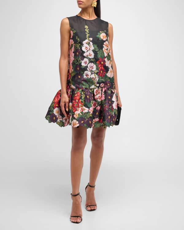 RAISAVANESSA Bird-Applique One-Shoulder Ruffle-Skirt Mini Dress ...
