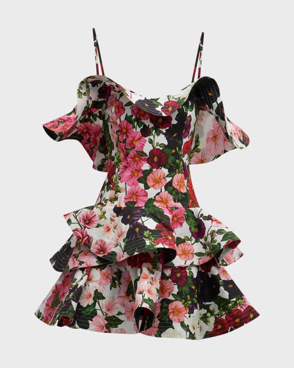 Lela Rose Holly Floral Lace Trim Fit Flare Dress Neiman Marcus