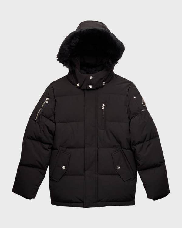 Moose Knuckles ブラック&ゴールドダウンジャケット キッズM150 Moose Knuckles Kid's Gold Series Shearling-Trim Bomber Jacket