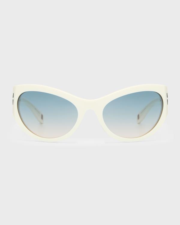 Saint Laurent Luna Mirrored Zinc Alloy Shield Sunglasses Saint Laurent Luna Shield Sunglasses - Silver | Editorialist main image 3
