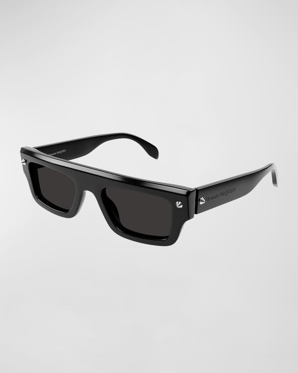 Alexander McQueen Crystal & Skull Charm Square Metal Sunglasses