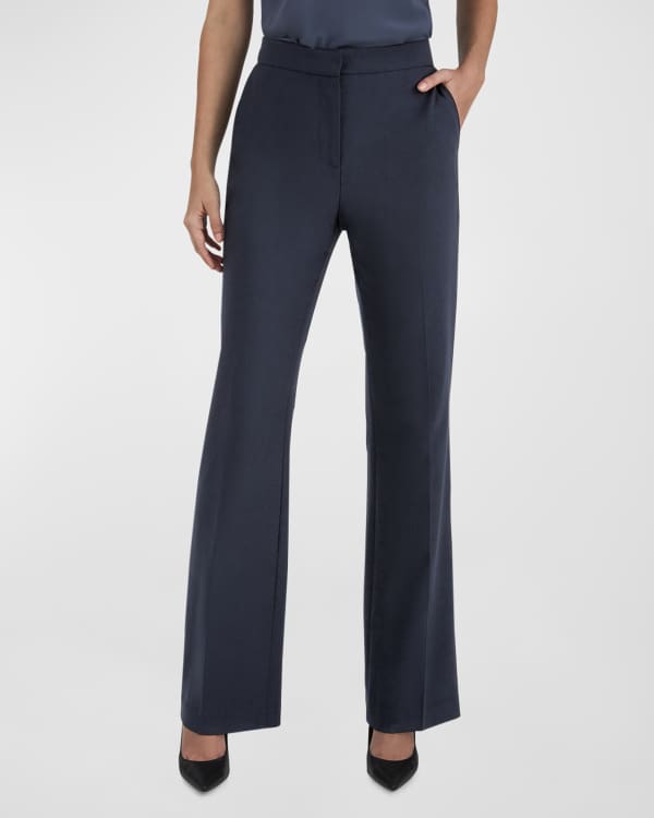 Theory Double Pleat Stretch Wool Pants | Neiman Marcus