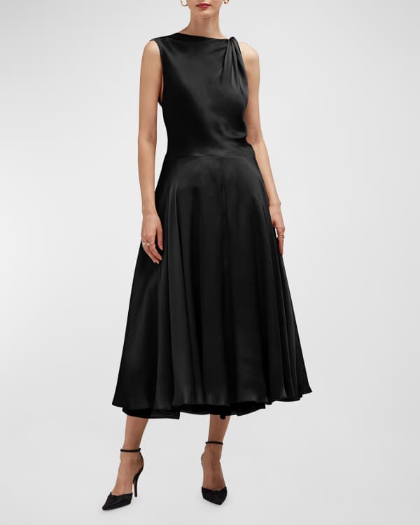 Kay Unger New York Claire Pleated Geo Jacquard Midi Dress | Neiman