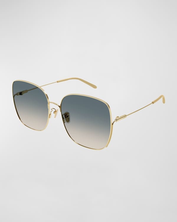 Chloe Semi-Rimless Metal Butterfly Sunglasses | Neiman Marcus