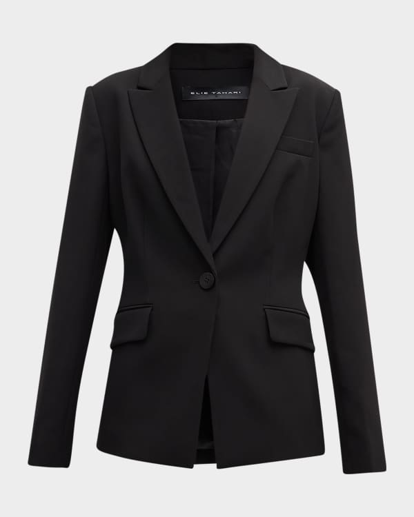 Black linen Ankle Pantsuit with peak lapels