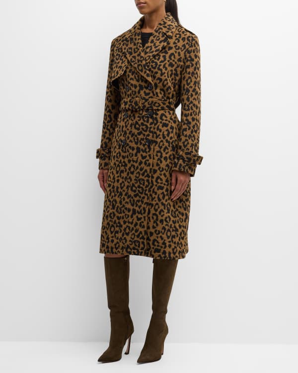 Pam & Gela Snap-Front Leopard-Print Raincoat | Neiman Marcus