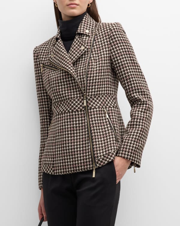 Elie Tahari Tori Hook Front Metallic Tweed Jacket Neiman Marcus
