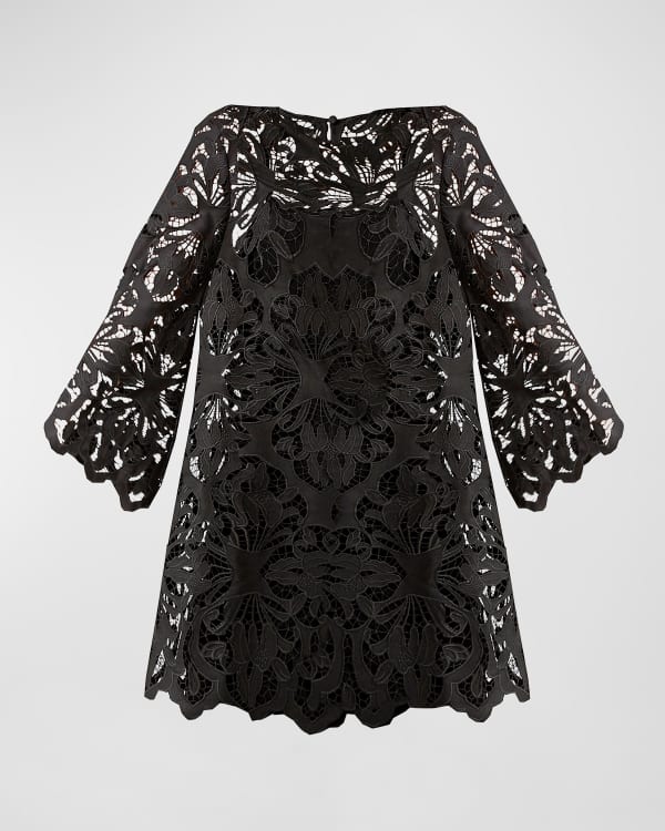 Attico Long-Sleeve Floral-Print Velvet Mini Dress